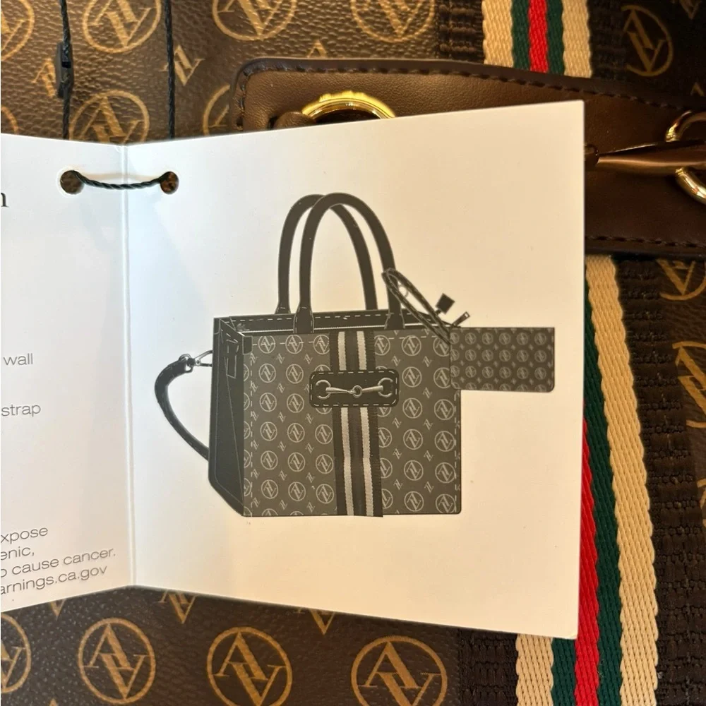 NEW‎ Adrienne Vittadini Signature Sport Collection Satchel Monogram Chocolate